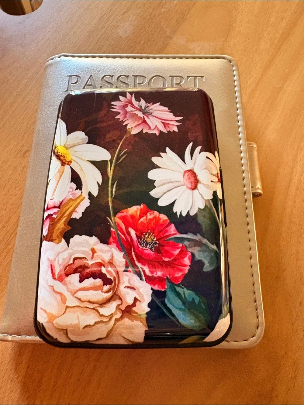 Metallic Gold Passport & Card Holder - Women Accessories